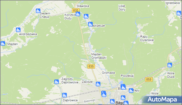 mapa Majdan Gromadzki, Majdan Gromadzki na mapie Targeo