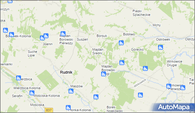 mapa Majdan Kobylański, Majdan Kobylański na mapie Targeo