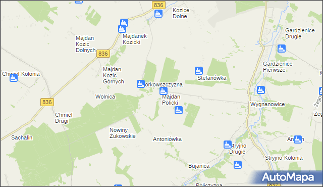mapa Majdan Policki, Majdan Policki na mapie Targeo