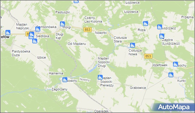 mapa Majdan Sopocki Drugi, Majdan Sopocki Drugi na mapie Targeo