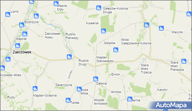 mapa Majdan Starowiejski, Majdan Starowiejski na mapie Targeo
