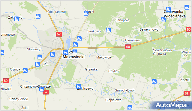 mapa Makowica gmina Szelków, Makowica gmina Szelków na mapie Targeo