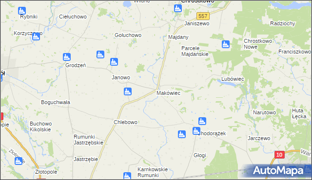 mapa Makówiec, Makówiec na mapie Targeo
