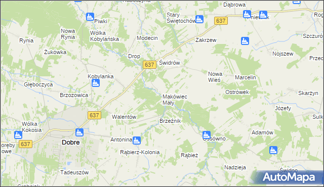 mapa Makówiec Mały, Makówiec Mały na mapie Targeo
