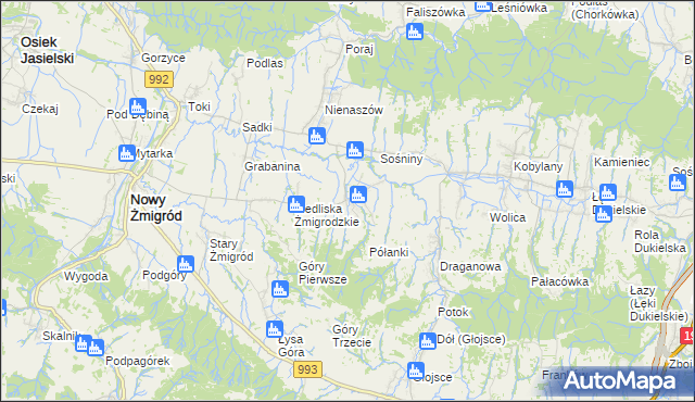 mapa Makowiska gmina Nowy Żmigród, Makowiska gmina Nowy Żmigród na mapie Targeo
