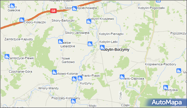 mapa Makowo gmina Kobylin-Borzymy, Makowo gmina Kobylin-Borzymy na mapie Targeo