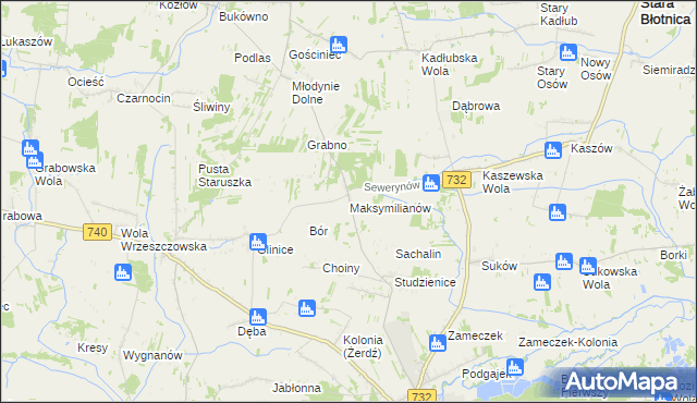 mapa Maksymilianów gmina Przytyk, Maksymilianów gmina Przytyk na mapie Targeo