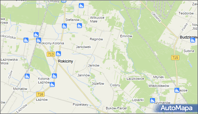 mapa Maksymilianów gmina Rokiciny, Maksymilianów gmina Rokiciny na mapie Targeo