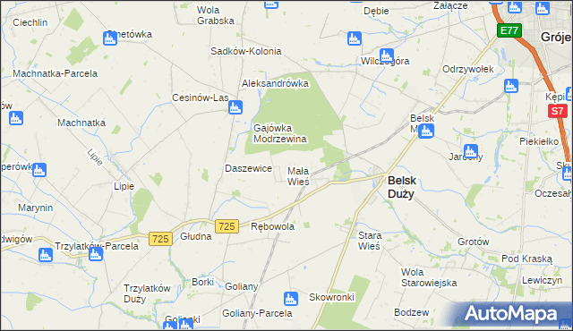 mapa Mała Wieś gmina Belsk Duży, Mała Wieś gmina Belsk Duży na mapie Targeo