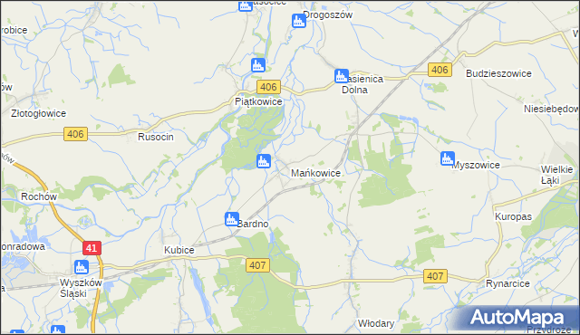 mapa Mańkowice, Mańkowice na mapie Targeo