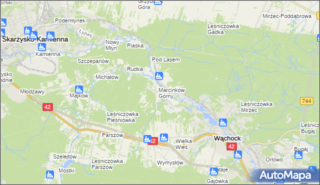 mapa Marcinków gmina Wąchock, Marcinków gmina Wąchock na mapie Targeo