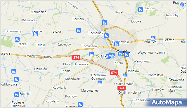 mapa Marcinkowice gmina Opatów, Marcinkowice gmina Opatów na mapie Targeo