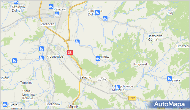 mapa Marcinów gmina Kłodzko, Marcinów gmina Kłodzko na mapie Targeo