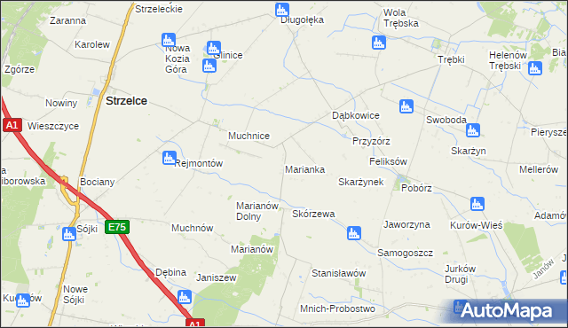 mapa Marianka gmina Strzelce, Marianka gmina Strzelce na mapie Targeo