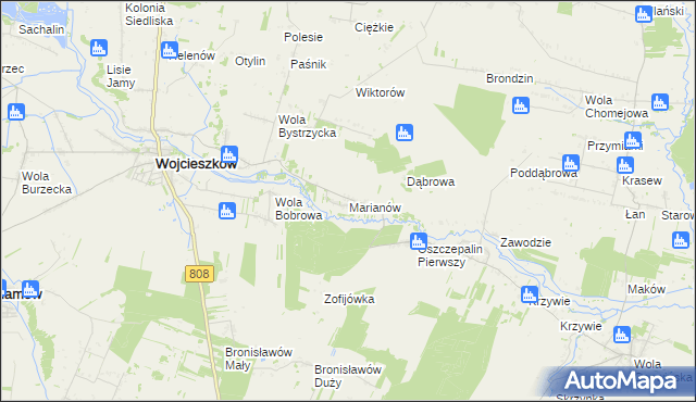 mapa Marianów gmina Wojcieszków, Marianów gmina Wojcieszków na mapie Targeo