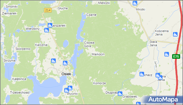 mapa Markocin gmina Osiek, Markocin gmina Osiek na mapie Targeo