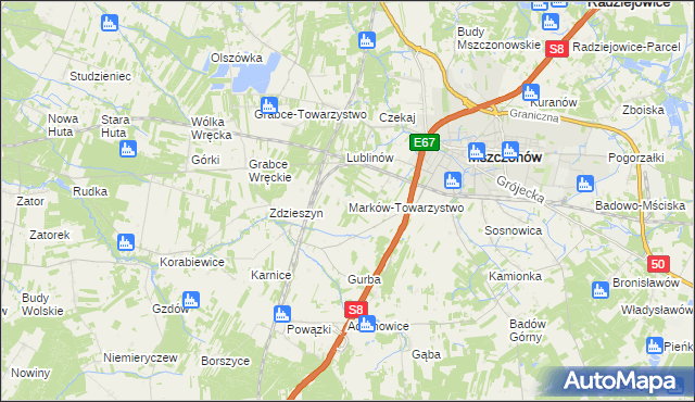 mapa Marków-Towarzystwo, Marków-Towarzystwo na mapie Targeo