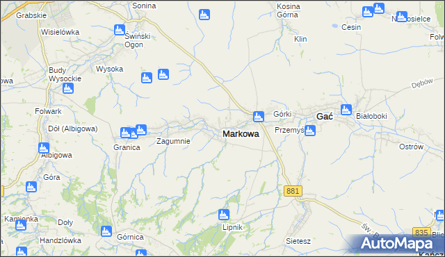 mapa Markowa, Markowa na mapie Targeo