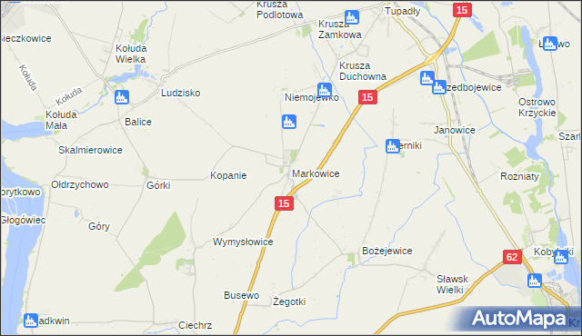 mapa Markowice gmina Strzelno, Markowice gmina Strzelno na mapie Targeo