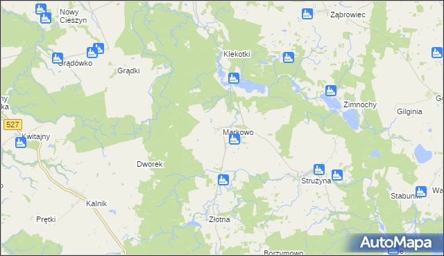 mapa Markowo gmina Morąg, Markowo gmina Morąg na mapie Targeo