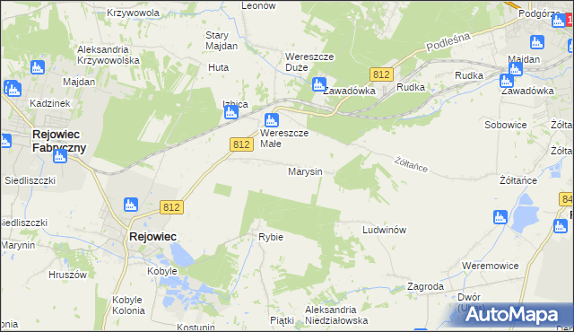 mapa Marysin gmina Rejowiec, Marysin gmina Rejowiec na mapie Targeo
