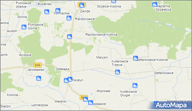 mapa Marysin gmina Uchanie, Marysin gmina Uchanie na mapie Targeo