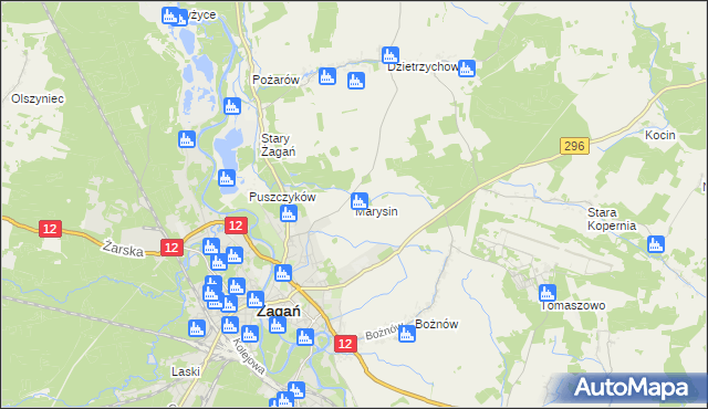 mapa Marysin gmina Żagań, Marysin gmina Żagań na mapie Targeo