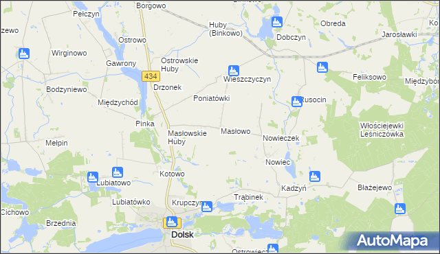 mapa Masłowo gmina Dolsk, Masłowo gmina Dolsk na mapie Targeo