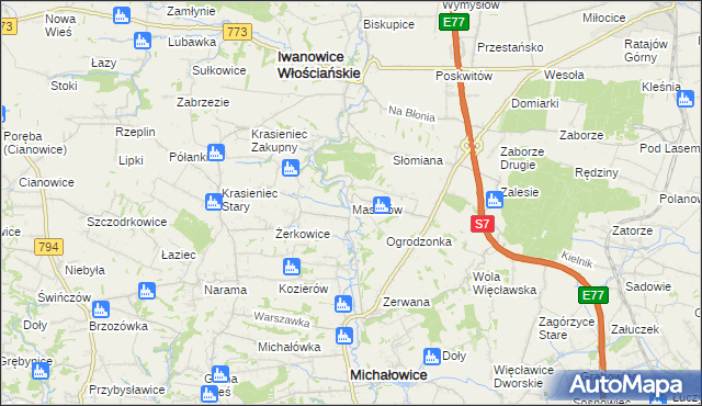 mapa Maszków gmina Iwanowice, Maszków gmina Iwanowice na mapie Targeo