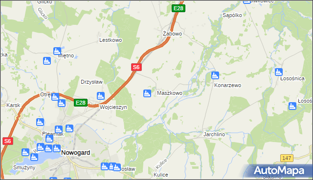 mapa Maszkowo gmina Nowogard, Maszkowo gmina Nowogard na mapie Targeo