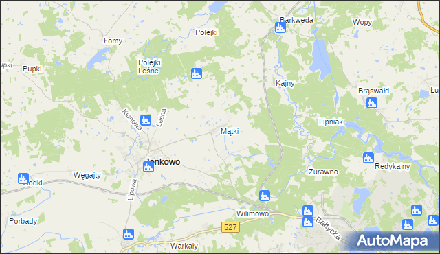 mapa Mątki gmina Jonkowo, Mątki gmina Jonkowo na mapie Targeo