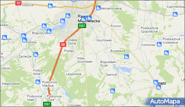 mapa Matyldów gmina Rawa Mazowiecka, Matyldów gmina Rawa Mazowiecka na mapie Targeo