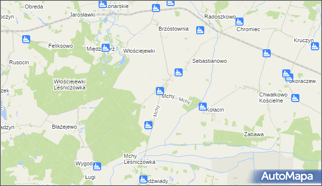 mapa Mchy gmina Książ Wielkopolski, Mchy gmina Książ Wielkopolski na mapie Targeo