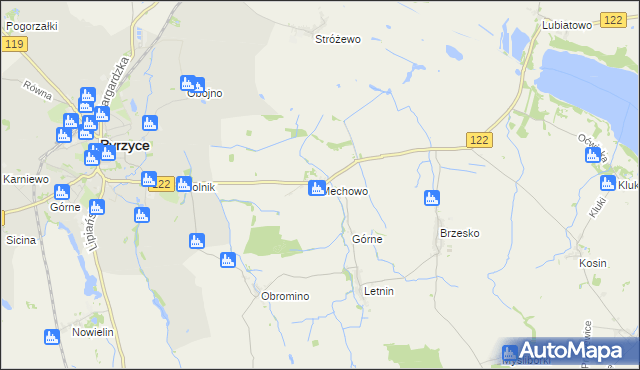 mapa Mechowo gmina Pyrzyce, Mechowo gmina Pyrzyce na mapie Targeo