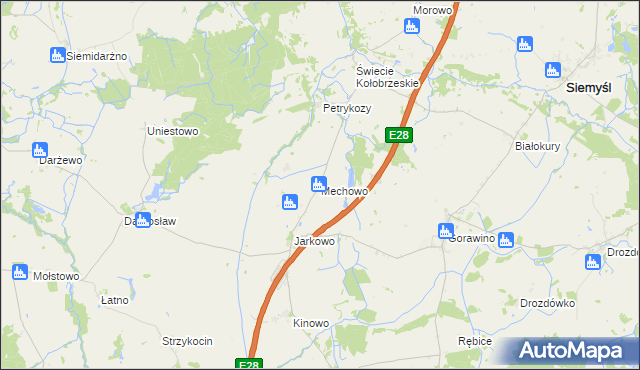 mapa Mechowo gmina Rymań, Mechowo gmina Rymań na mapie Targeo