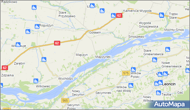 mapa Miączynek, Miączynek na mapie Targeo