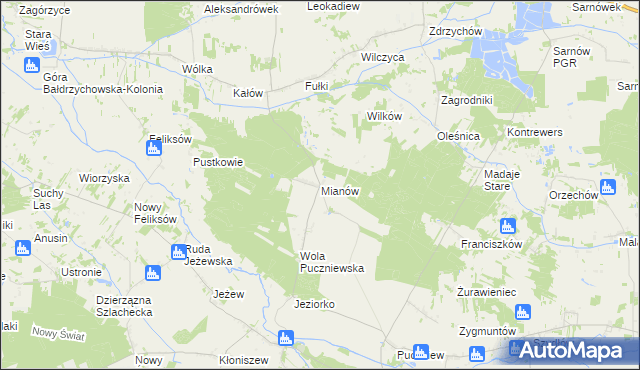 mapa Mianów, Mianów na mapie Targeo