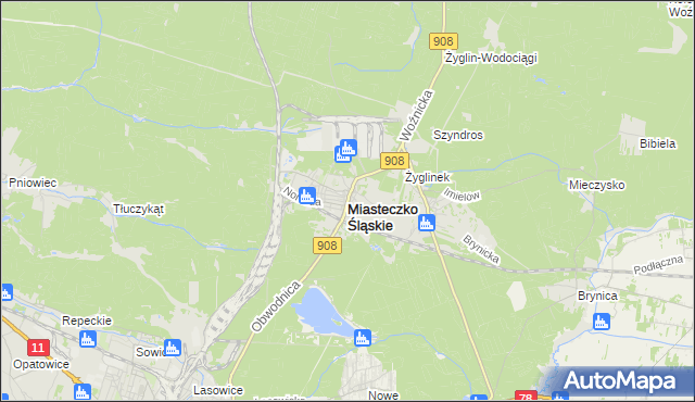 mapa Miasteczko Śląskie, Miasteczko Śląskie na mapie Targeo