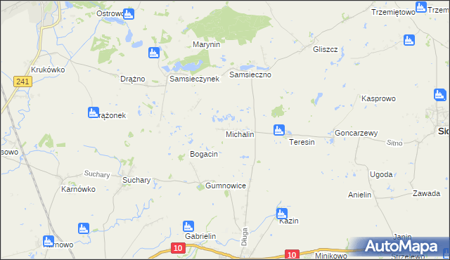 mapa Michalin gmina Nakło nad Notecią, Michalin gmina Nakło nad Notecią na mapie Targeo