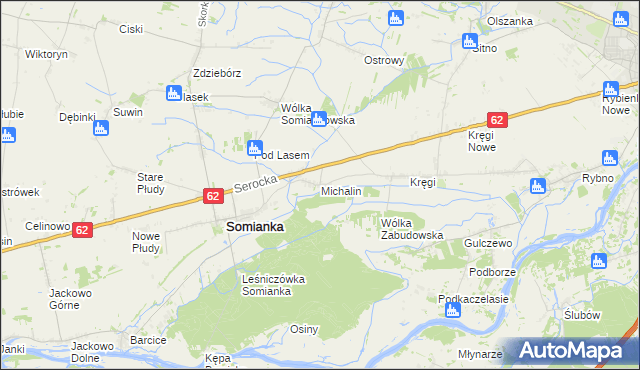 mapa Michalin gmina Somianka, Michalin gmina Somianka na mapie Targeo