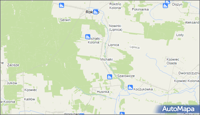 mapa Michałki gmina Rokitno, Michałki gmina Rokitno na mapie Targeo
