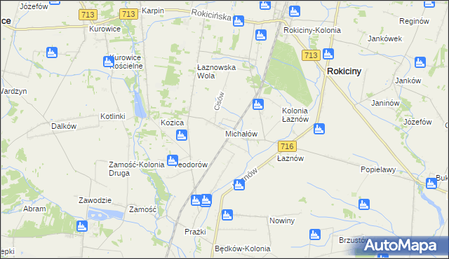 mapa Michałów gmina Rokiciny, Michałów gmina Rokiciny na mapie Targeo