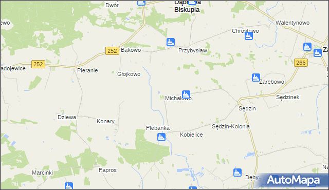 mapa Michałowo gmina Zakrzewo, Michałowo gmina Zakrzewo na mapie Targeo