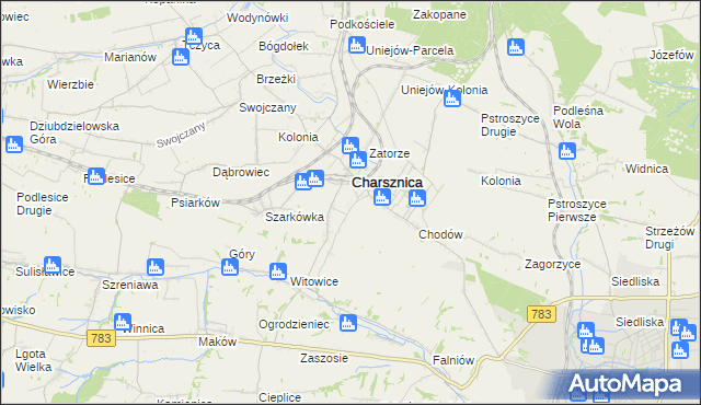 mapa Miechów-Charsznica, Miechów-Charsznica na mapie Targeo