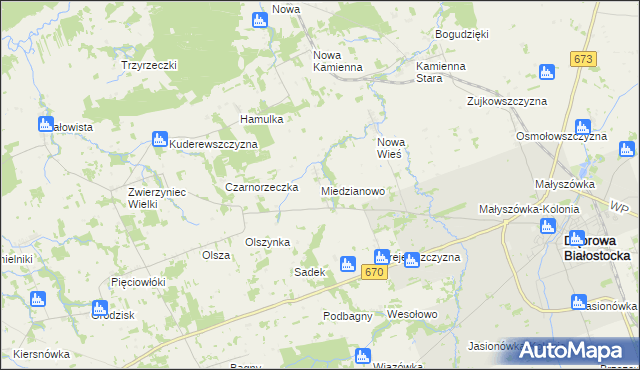 mapa Miedzianowo, Miedzianowo na mapie Targeo