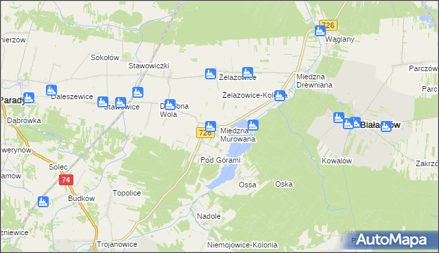mapa Miedzna Murowana, Miedzna Murowana na mapie Targeo