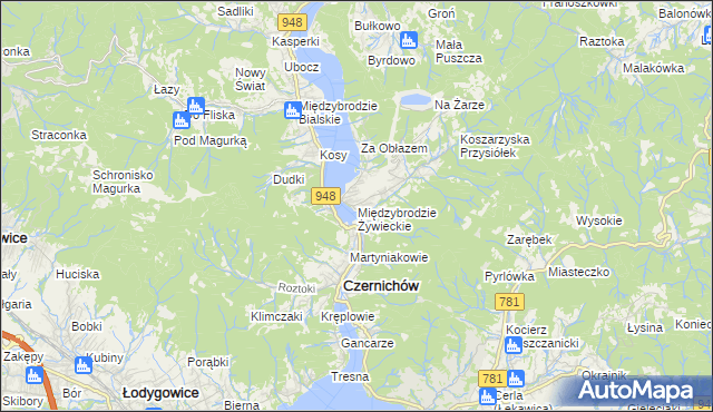 mapa Międzybrodzie Żywieckie, Międzybrodzie Żywieckie na mapie Targeo