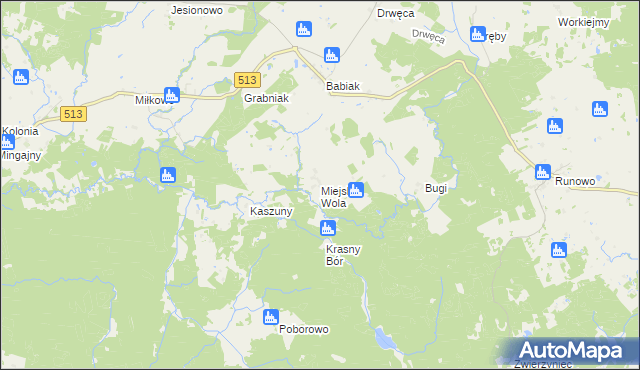 mapa Miejska Wola gmina Lidzbark Warmiński, Miejska Wola gmina Lidzbark Warmiński na mapie Targeo