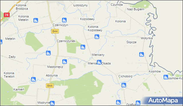 mapa Mieniany, Mieniany na mapie Targeo