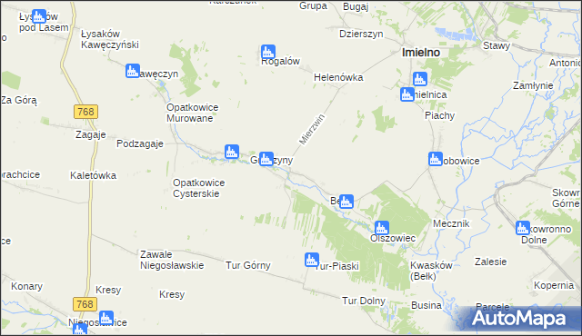 mapa Mierzwin gmina Imielno, Mierzwin gmina Imielno na mapie Targeo